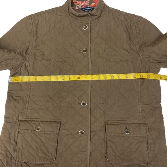 Lands' End Thermolite Reversible Barn Quilted Jacket Brown Floral Print Size‎ L - Picture 8 of 16